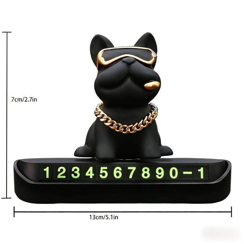 Creative Geometric French Bulldog Car Phone Holder - Stylish Temporary Parking Sign with License Plate, Available In Red or Black, Includes