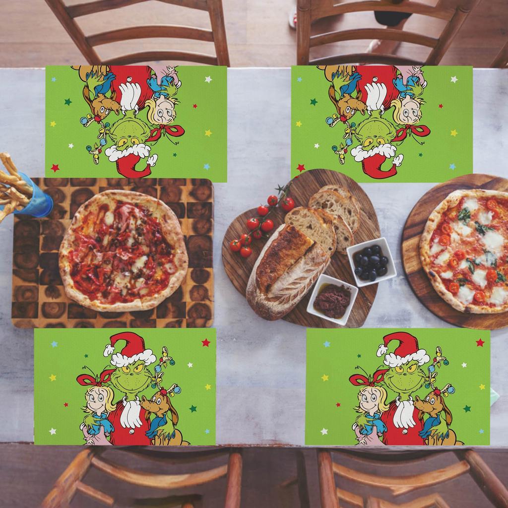 Christmas Printed Rectangular Dining Mat Water Cup Mat Cute Dining Mat Suitable For Placing Plates