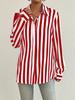 Striped Button-Front Women's Shirt: Loose, Slim-Fit, Retro, Versatile Top