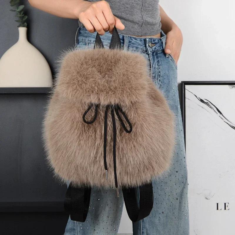 Hot salg vinter stor kapasitet vakker pels avslappet mote raffinert enkel hot i moten bærbar dame skulderveske