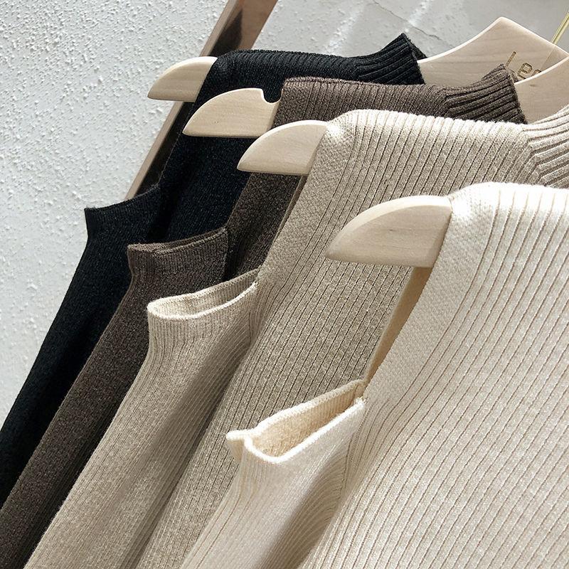 WTEMPO Fashion Off-the-shoulder Women's Pullover Tops Long-sleeve Autumn New Bottoming Knitted Shirt Mock Neck Female Sweater