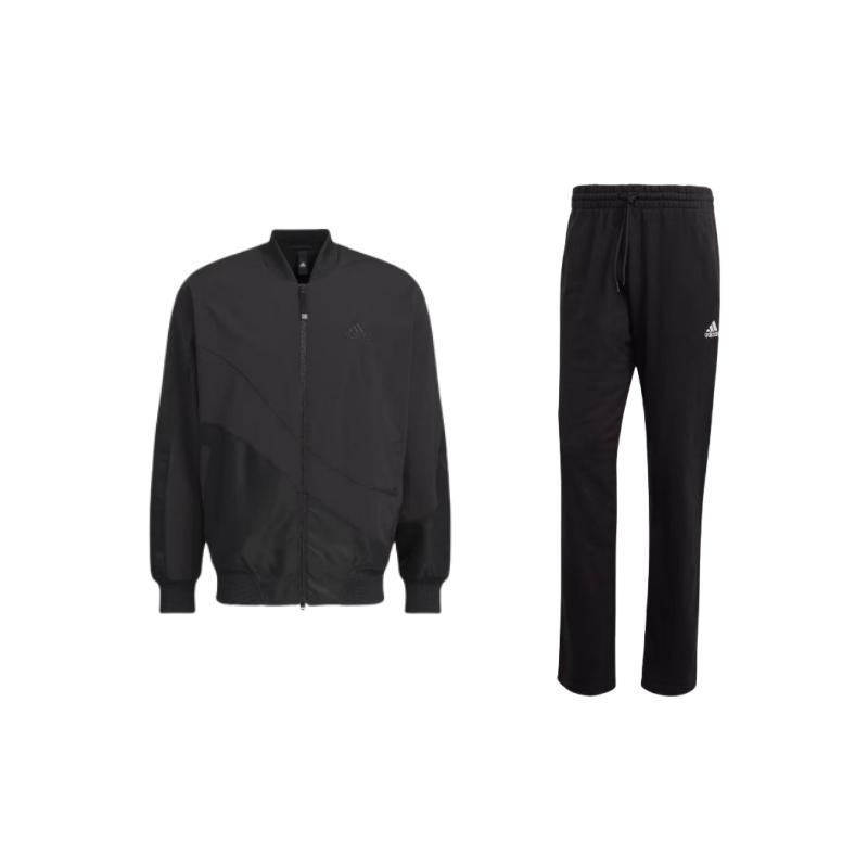 

Adidas Lunar New Year Collection Minimalist Brand Logo Fashion Jacket Knit Long Pants Casual Sports Set Men Set Black IC9425+IZ1613 S