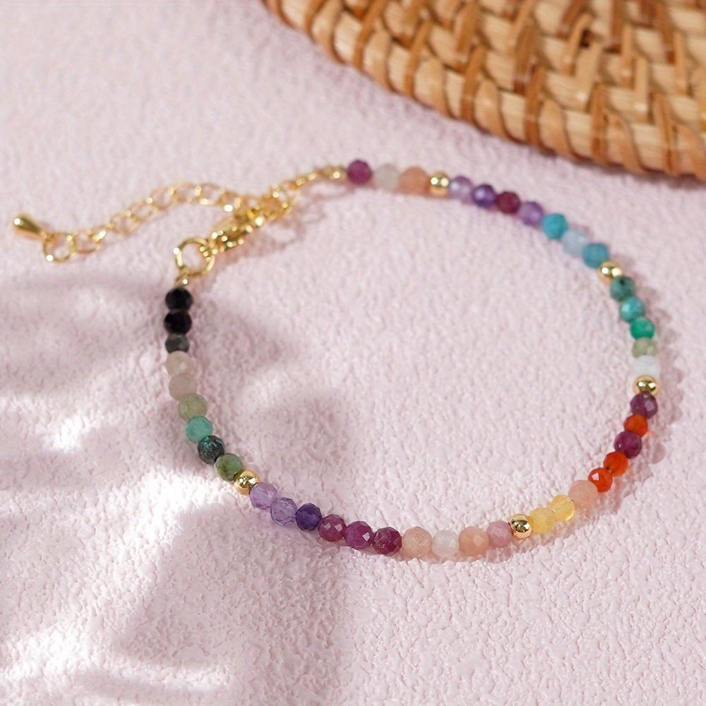 Beaded Color Random Spring and Summer Seasonal Fake Wind 2024 New Multi-color Gem Lobster Buckle Exquisite Jewelry Women's Beading Bracelet