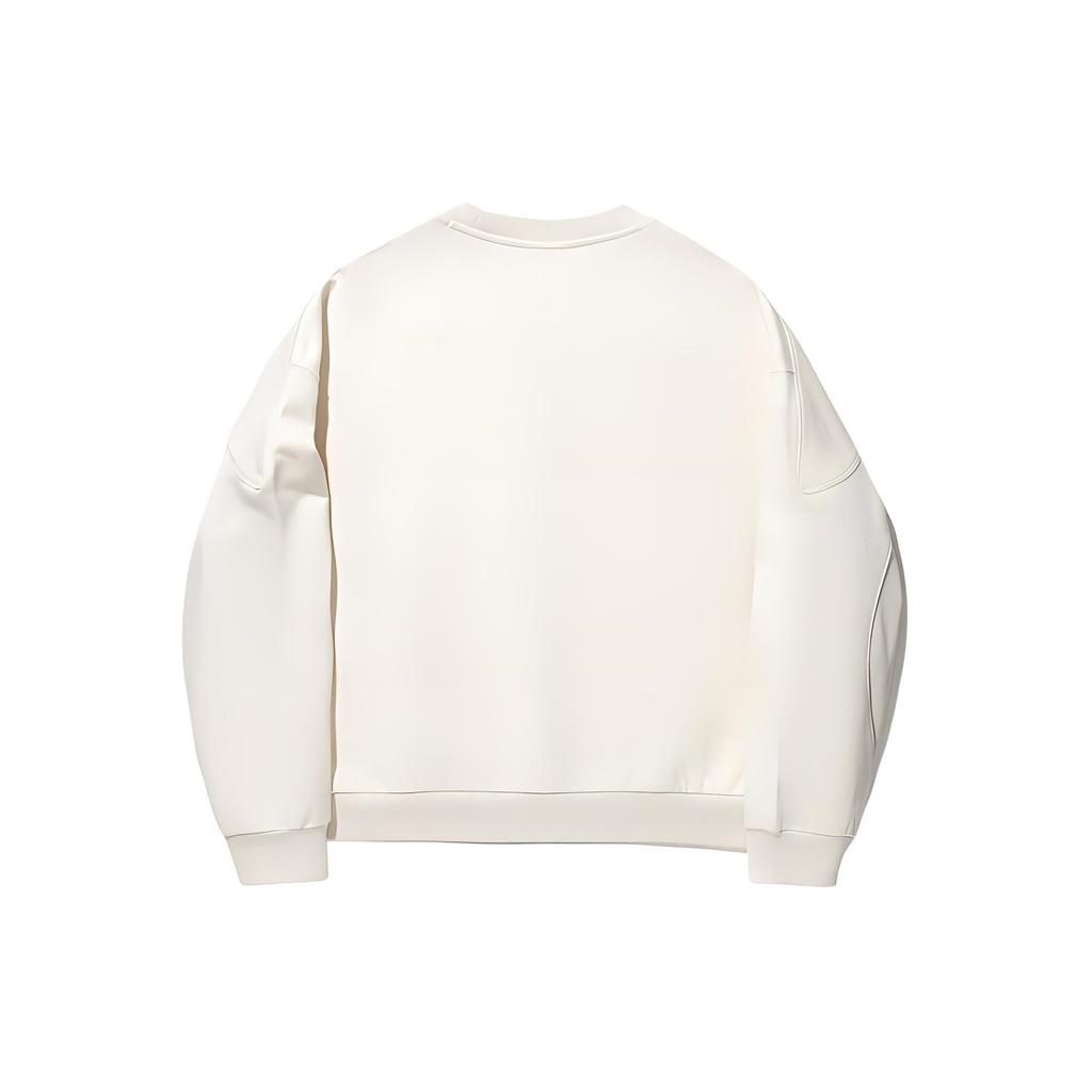 Li Ning Reignite Series Solid Color Loose Fit Crew Neck Sweatshirt Women Sweatshirt Off-White AWDU354-1