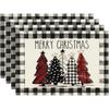 4Pcs Christmas Tree Elk Placemat Linen Dining Table Mats Coaster Bowl Coffee Cup Pad Mat 2025 Navidad Home Kitchen Decoration