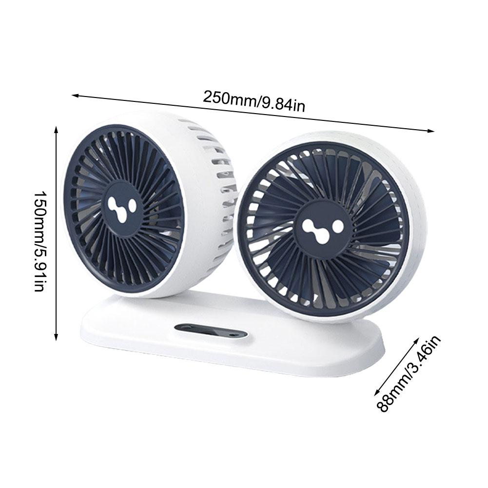Dual Head USB Car Air Fan Strong Wind Vehicle Air Circulator 12V 24V 3 Speeds Adjustable For Auto Cooler Air Fan Car Accessories