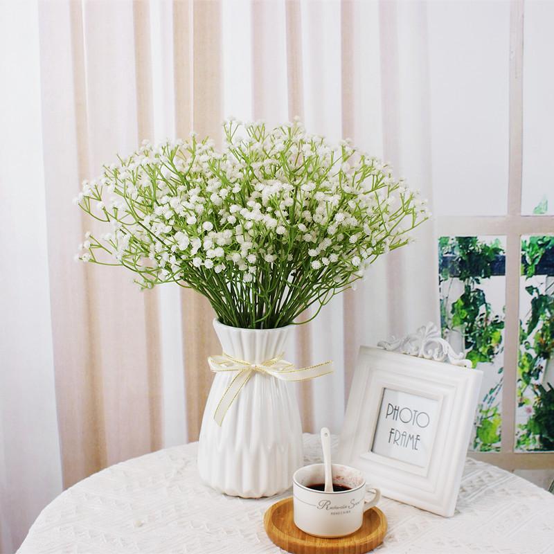 

108Heads 60cm Babies Breath Artificial Flowers Plastic Gypsophila DIY Floral Bouquets Arrangement for Wedding Home Decoration 10pcs білий
