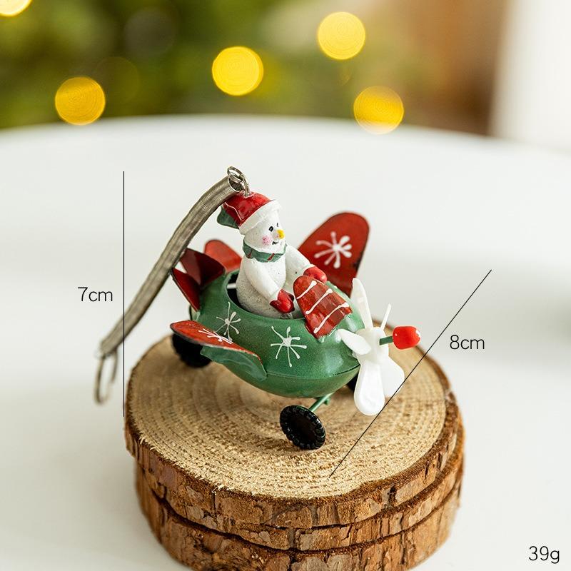 Christmas snowman old man elk plane wrought iron pendant hanging home desktop small ornament Christmas tree pendant