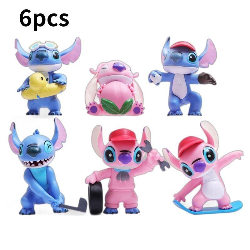 Adorable Stitch Figurines Set Of 6 Sports-themed Collectible Plastic Models
