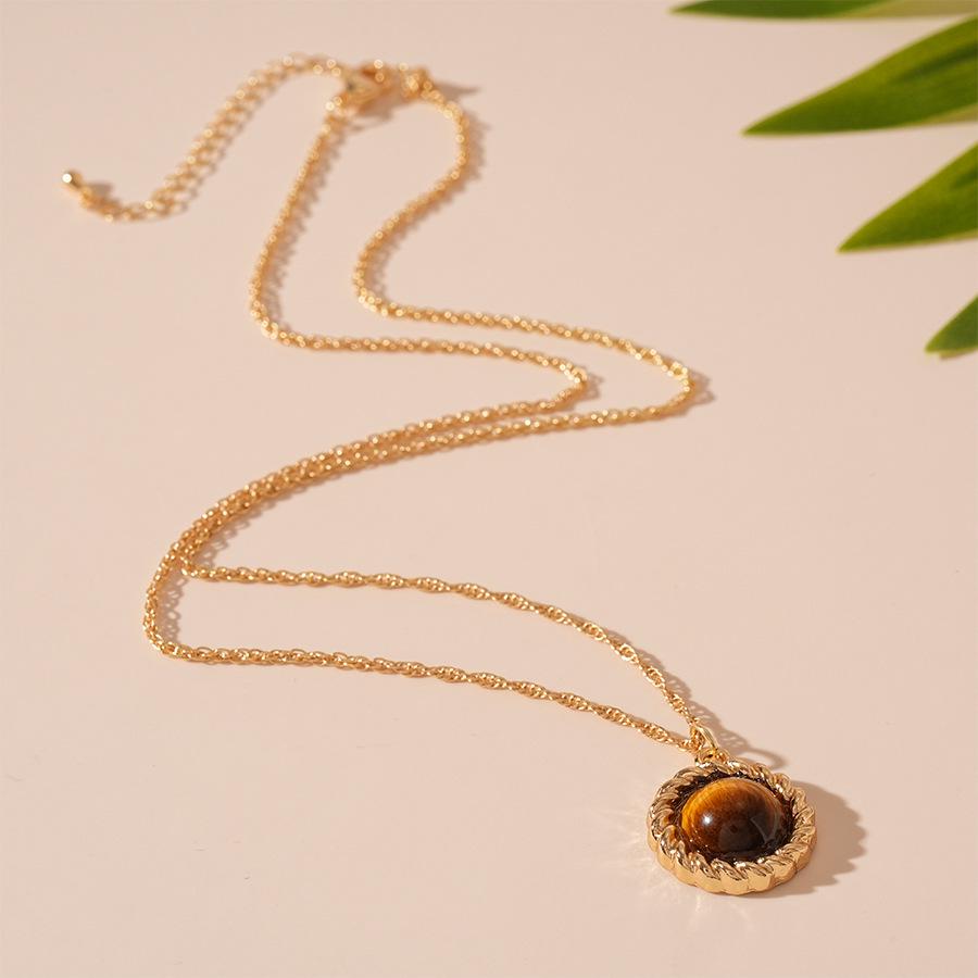 

Ожерелье-чокер в стиле Майяр, круглый тигровый глаз, ретро, минимализм, для женщин