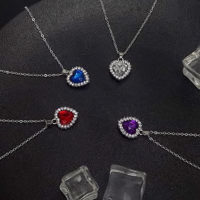 Exquisite Luxury OL Rhinestone Crystal Heart Pendants Necklaces for Women Party Jewelry Gifts