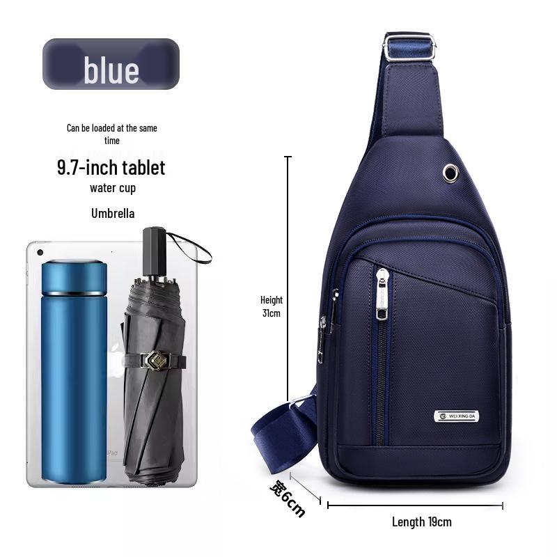 Men's Large Oxford Waterproof Chest Bag - Trendy Single Shoulder Crossbody for Outdoor Sports
