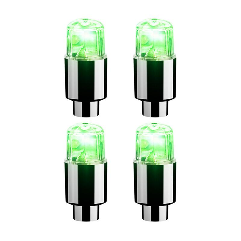 4Pcs Colorful LED Wheel Lights Car Tire Valve Caps Neon Light Bulb Universal Car Motorcycle Bicycle Valve Cover Auto Exterior