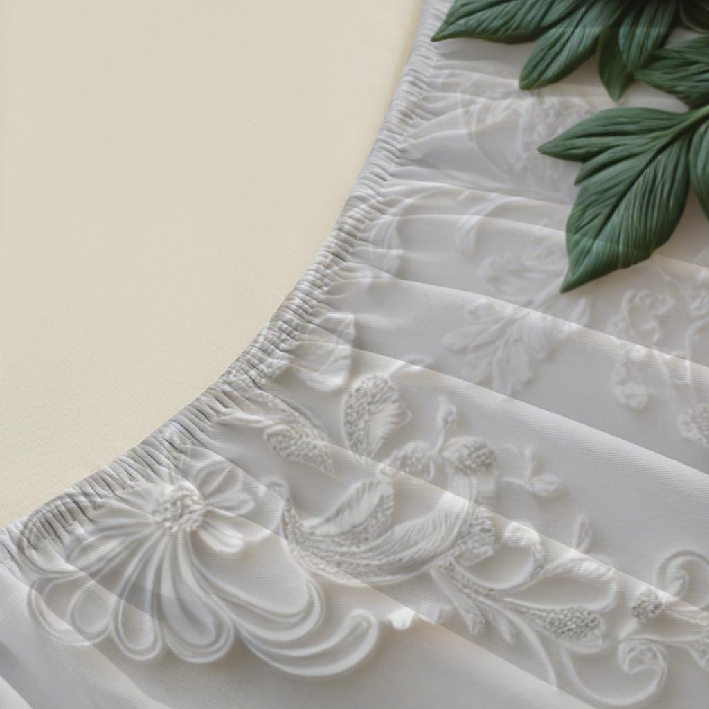 Rose Embroidered Fitted Sheet Set White Floral Pattern Bedding With Pillowcases For Bedroom