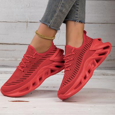 Laufschuhe für Damen, rote stoßdämpfende Laufschuhe, atmungsaktive Sport-Freizeit-Sommerschuhe mit leichter, weicher Sohle