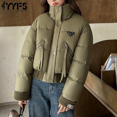 Women's Fashion Casual Fall Winter Solid Color Print Long Sleeve Stand-collar Coats