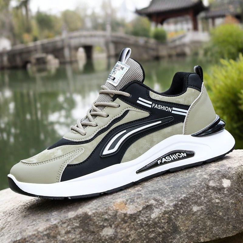 2025 Men's Casual Leather Running Shoes - Trendy, Waterproof, Non-Slip for Spring & Autumn