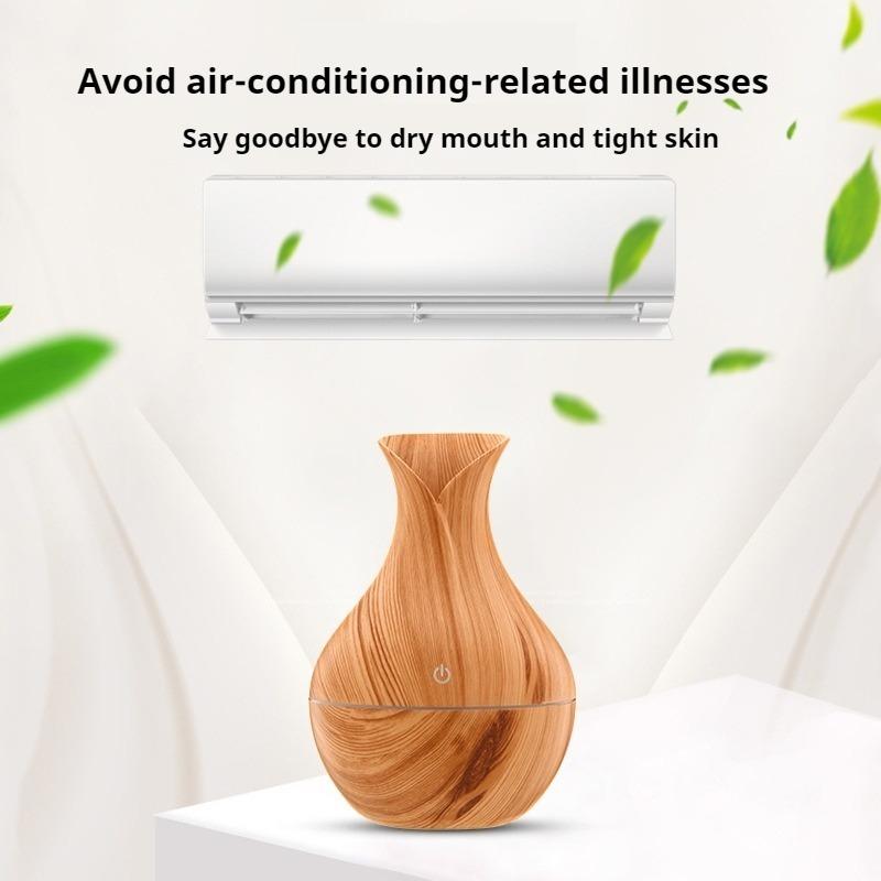 200ML Wood Grain Essential Oil Diffuser Air Humidifier USB 7 Color Light Spray Aromatherapy Humidificador for Home Office Car