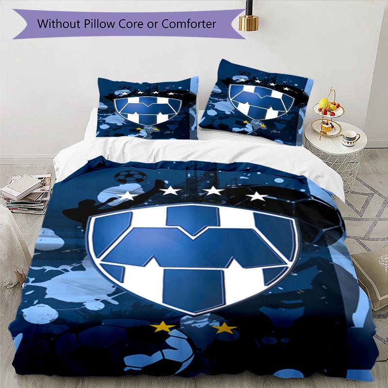 C.F.Monterrey Football Crest Art Printed Pattern Duvet Cover Set – includes 1 duvet cover and 2 matching pillowcases Bedroom decor Christmas gifts