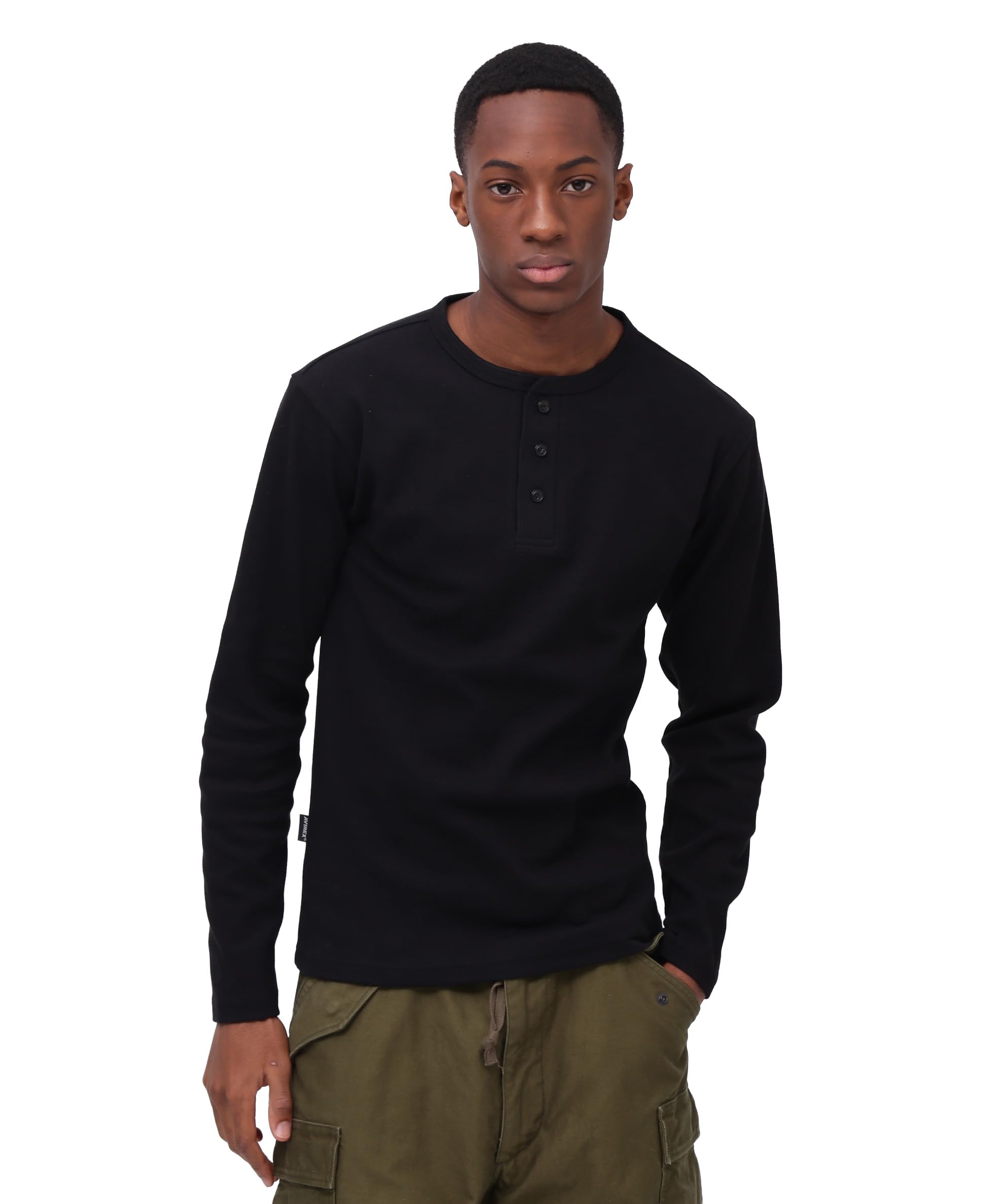 AVIREX DAILY RIB HENLY NECK TEE 6153482 men s L black