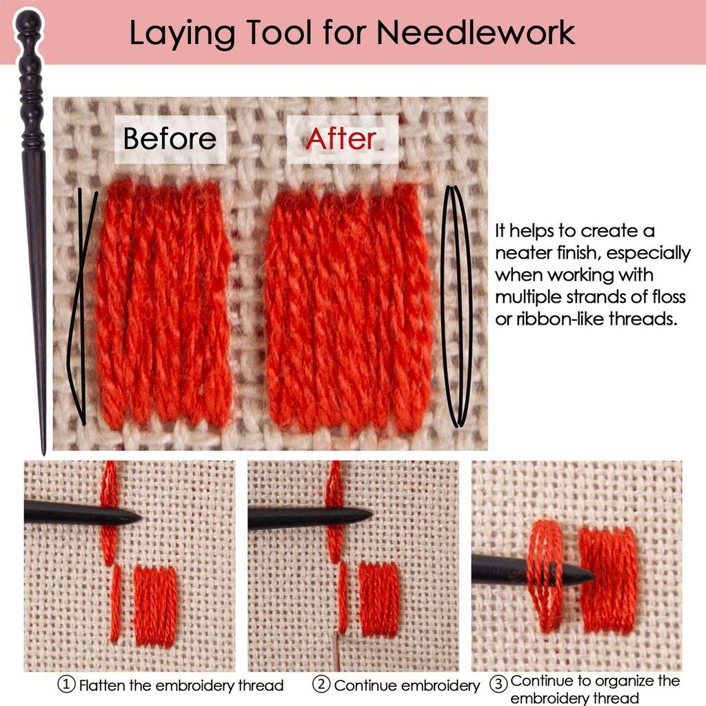 Stiletto For Sewing Needlework Laying Tool Stiletto Handheld Fabric Crafts Aid Padauk Wood Thread Guide For Embroidery Studio