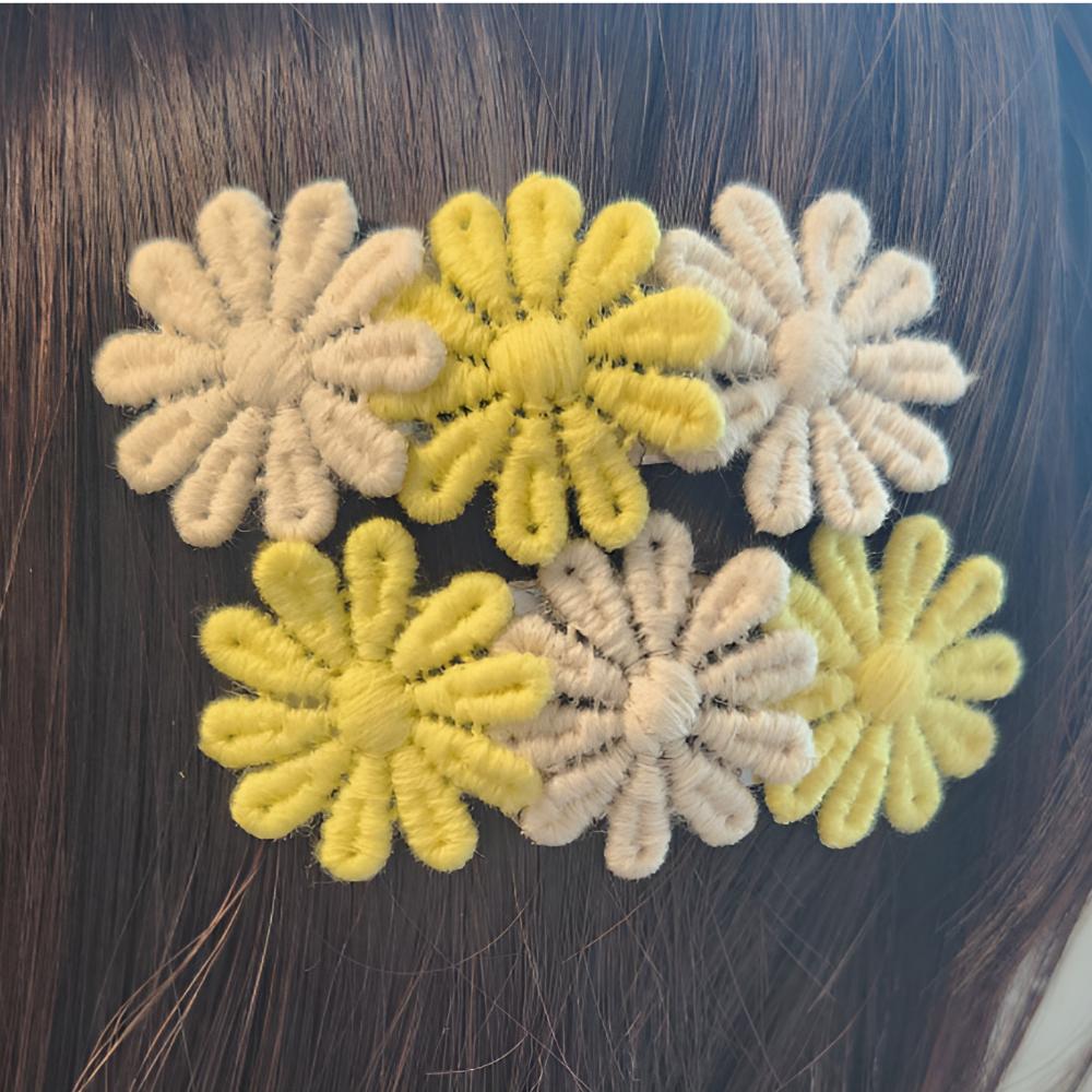 3PC Korean Ribbon Lace Hair Clip Set – Embroidered Daisy & Lace Design – Cute Gift for Girls – 5 Colors Trending Hair Accessories
