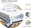 Blue Floral Rectangle Tablecloth Wedding Party Decor Reusable Blue White Porcelain Printed Tablecover Kitchen Dining Table Decor