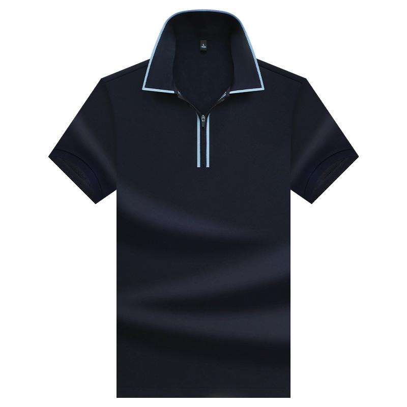 Polo tričko s krátkým rukávem, pánské prodyšné tričko z čisté bavlny, business casual top s límečkem