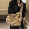 Large Capacity Quilted Shoulder Bags for Women Solid Color Winter Fashion Padded Quilted Hobo Bags