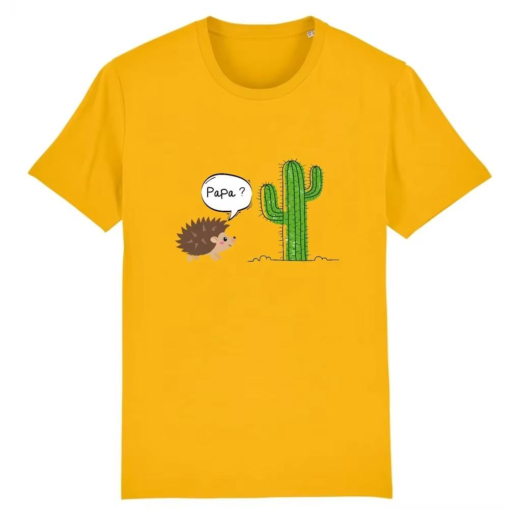 Hedgehog Dad Humor T-shirt Summer Men Women 100% Cotton Casual Loose T-shirt Printed Round Neck Short Sleeve T-shirt Tops