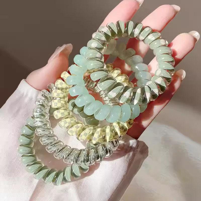 5PCS Bright Shining Telephone Line Wire Elastic Hair Bands Tie Gum Headwear Ponytail Holder Rubber Bands Women Hair Accessories