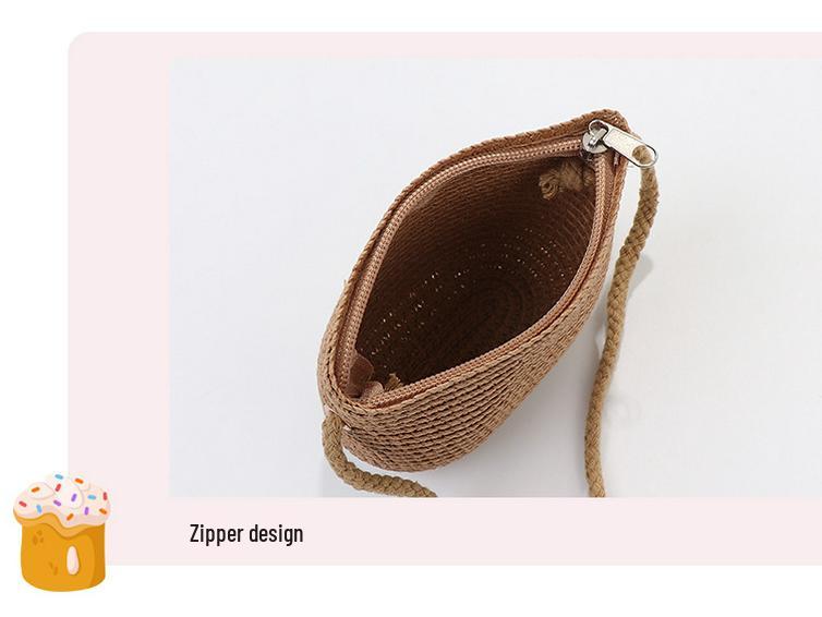 Korean-Style Kids' Floral Straw Hat & Bag Set - Sun Protection Beach Hat