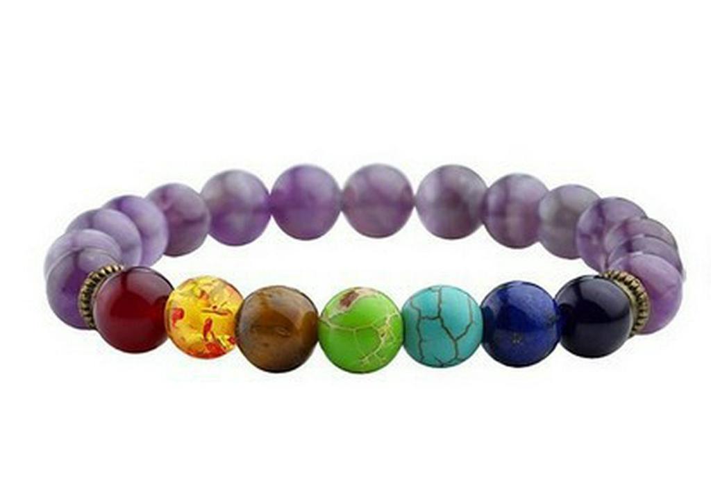 Unisex Rainbow Volcanic Stone Bracelets - European & American Couple Sets