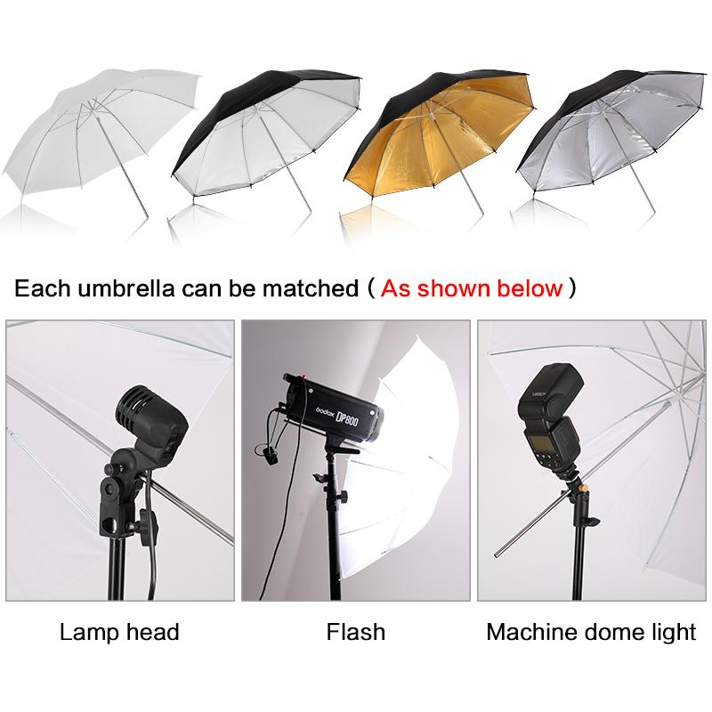Photo Studio Umbrella Set 33 ' 84 Cm  White Soft Light Umbrella + Dual-use Reflective Umbrella 4 Pieces Photography Accessories