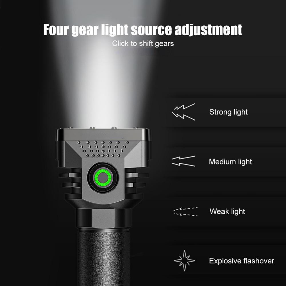 5PCS 6 LEDs Flashlight Rechargeable Mini Torch High Brightness Power Display Outdoor Lighting for Outdoor Lighting Camping Emergency