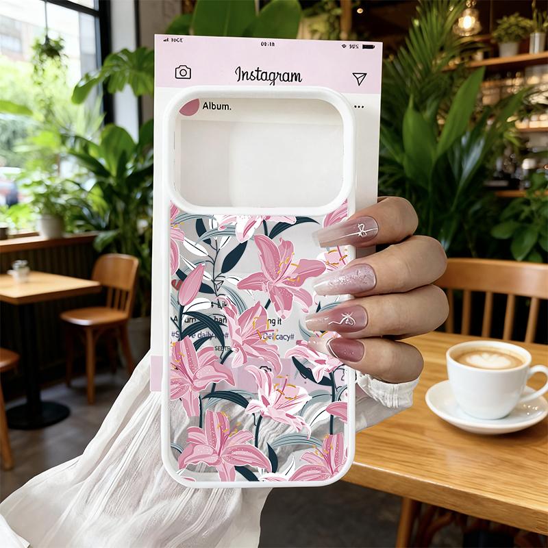 Pink Purple Lily Flower Phone Case For iPhone 17 Pro Max 17Pro 17 17Air Cute Floral Pattern Shockproof Clear Hard Cover Fundas