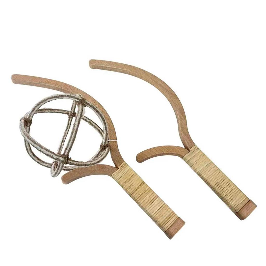 FUNPARK Wood Stick 78501, a rope ball for outdoor play, camping, picnics, and playing catch.