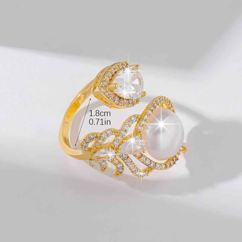 GemChic Damenring Personalisiert Geometrisch Perle Öffnung Verstellbarer Ring Trendiger Leichter Luxus Zeigefingerring Geburtstags- Weihnachts- Schmuckgeschenk