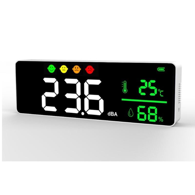 Wall Mounted Hanging Digital Sound Level Meter Large LCD Display Noise Meter Decibel Temperature & Humidity Measurement Tester