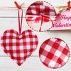 12Pieces Fabric Wrapped Love Heart Hanging Decorations for Romantics Valentines Day Setting Weddings Party Supplies