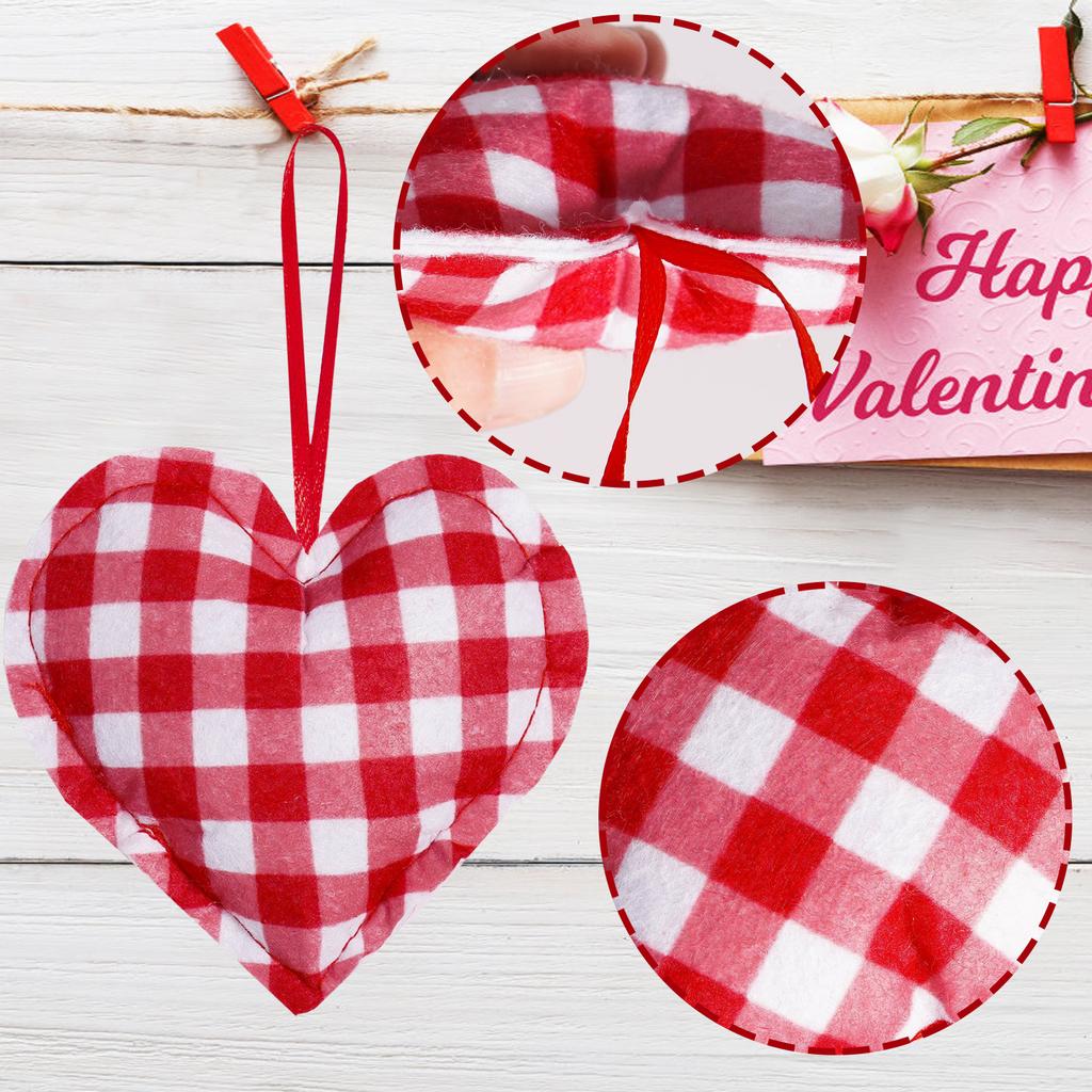 12Pieces Fabric Wrapped Love Heart Hanging Decorations for Romantics Valentines Day Setting Weddings Party Supplies