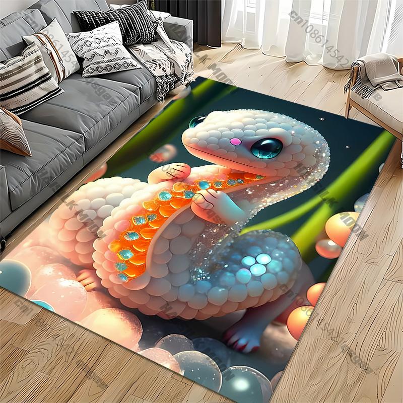 White cute snake carpet Yoga living room room decor children's crawling mat doormat area rug games area washroom floor mat