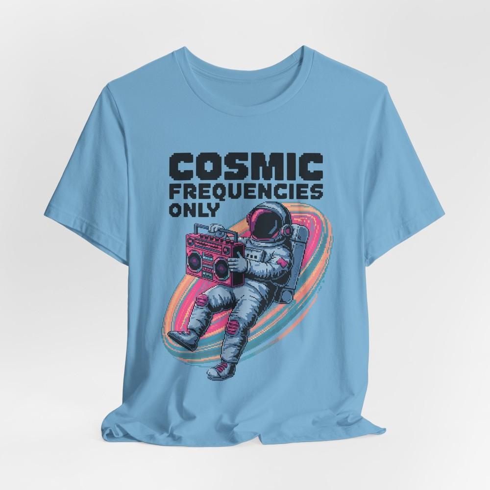 

Cosmic Frequencies T-Shirt – Retro Space Vibes, Music Inspired Unisex Tee S