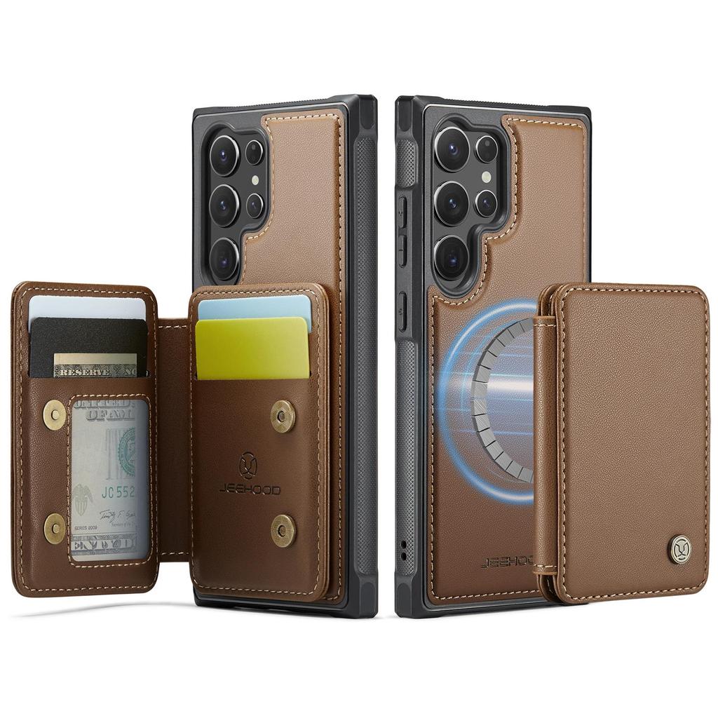 JEEHOOD-J05 for Samsung Galaxy S26 Ultra S25 S24 Plus FE Removable 2-in-1 Separable Flip Wallet Premium PU Leather Case Card Holder Phone Back Cover