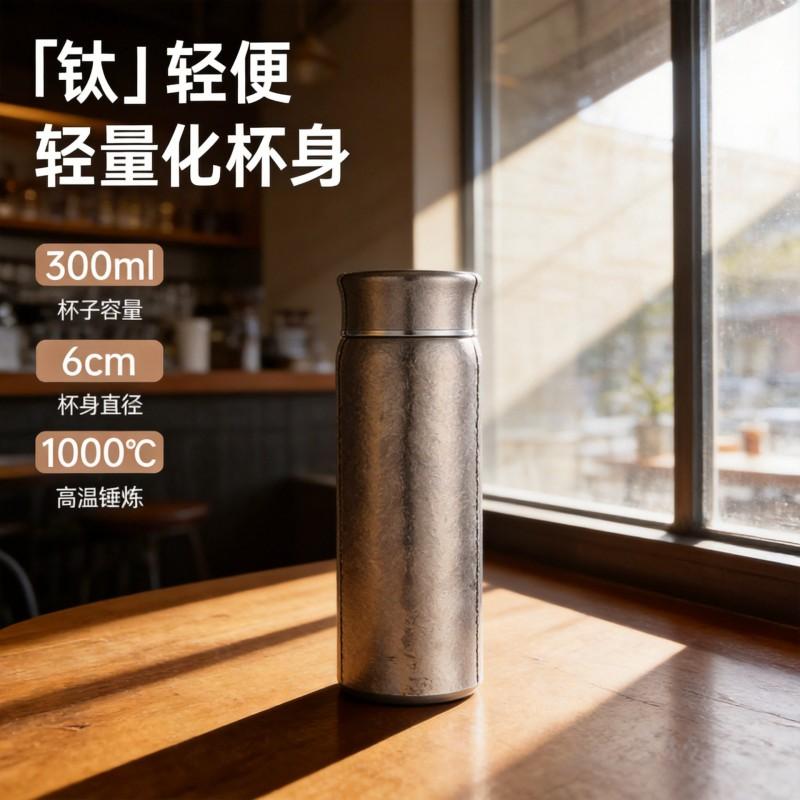 Premium Pure Titanium Vacuum Insulated Tumbler Tea Separation Portable Business Gift Cup