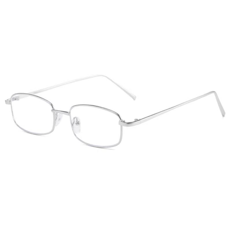 Fashion Square Eyeglasses Metal Frames For Women Men Silver Glasses Anti Blue Light Small Square Sunglasses Anti-Blue Glasses