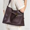 Large Genuine Leather Tote Bag Women Black Minimalist Commuter Laptop Shoulder With Zip Pockets
