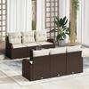 VidaXL 7-Piece Garden Sofa Set with Cushions Brown Poly Rattan 3345928