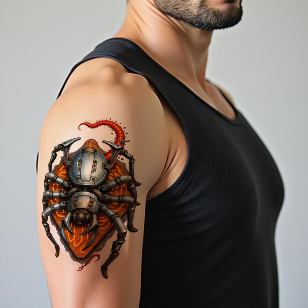 3pcs Temporary Tattoo Colorful Realism Metal Insect Robot Gorilla Cybernetic Arachnid For Adults Arms Thighs