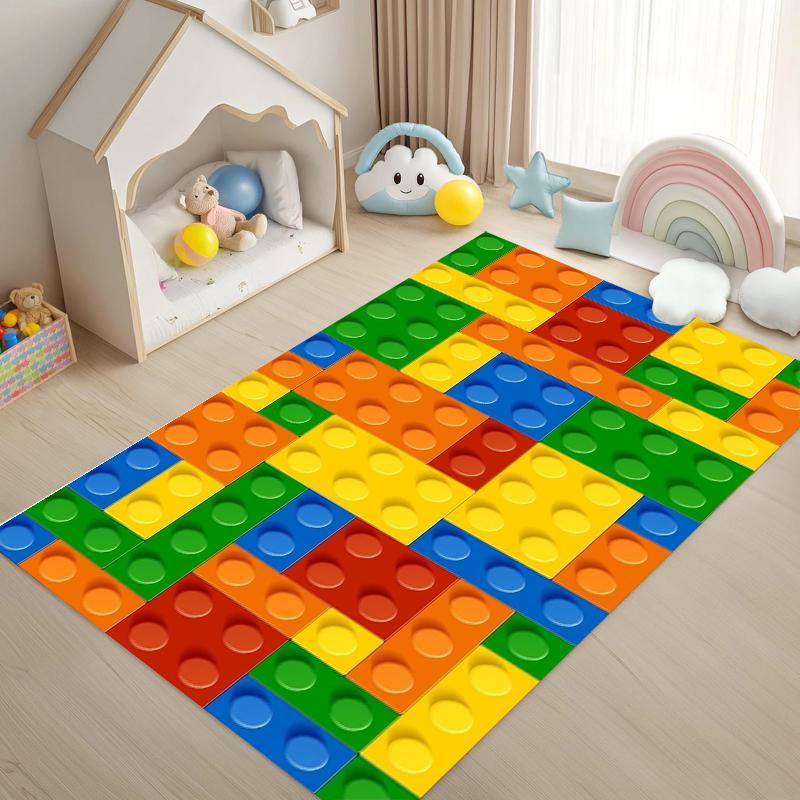 Kids Building Blocks Patterned Play Mat Non Slip Educational Rug Children s Room with Vibrant Colors Perfect for Playtime Decor 40X60CM